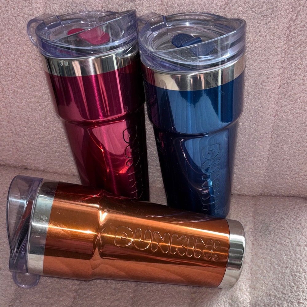Dunkin' Insulated Tumbler Set - Red, Blue, and Orange
